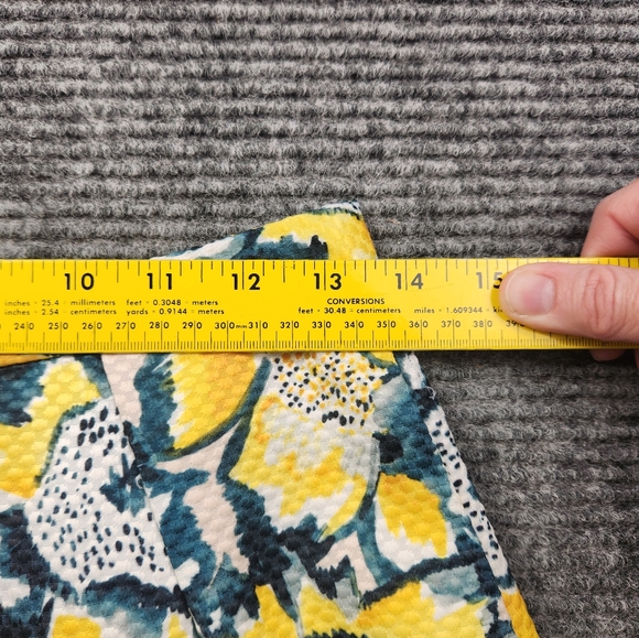 H&M Floral Print Flare Pleated Women's Midi Skirt Yellow Green Size 8 - Picture 13 of 14